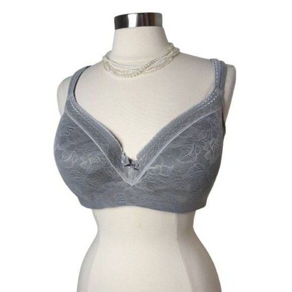 Cacique Lace Full Coverage Bra 42DDD Gray Underwire Lightly Lined 42F - Picture 8 of 8